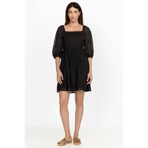 Johnny Was Ella Mini Dress Embroidered Black Lace Cotton Silk Blend LBD Size XS